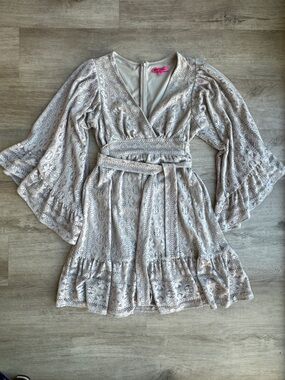 Betsey Johnson Fairy Flutter Sleeve Lace Dress sz 8